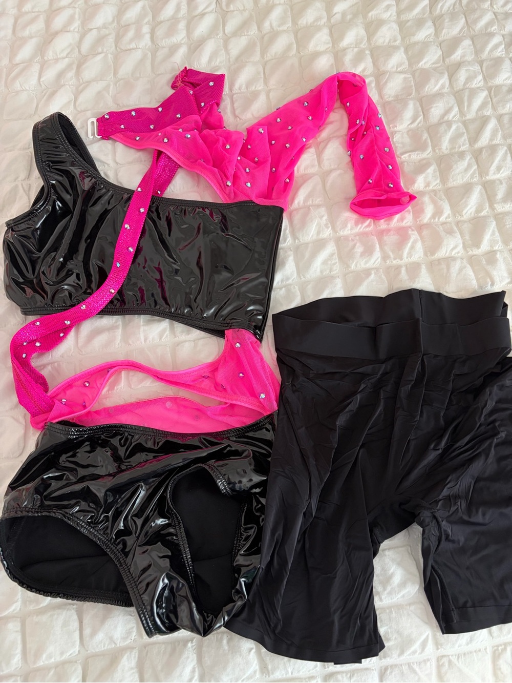 Women’s Black & Hot Pink Shine Bikini Top and Bottom Set